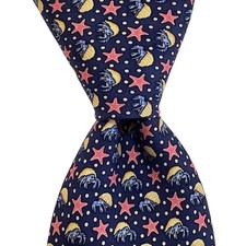 VINEYARD VINES Martha's Men's Silk Necktie Designer CRABS STARS Blue/Pink EUC