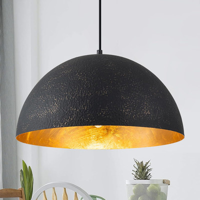 15.7'' Black and Gold Farmhouse Pendant Light for Kitchen and Dining Room