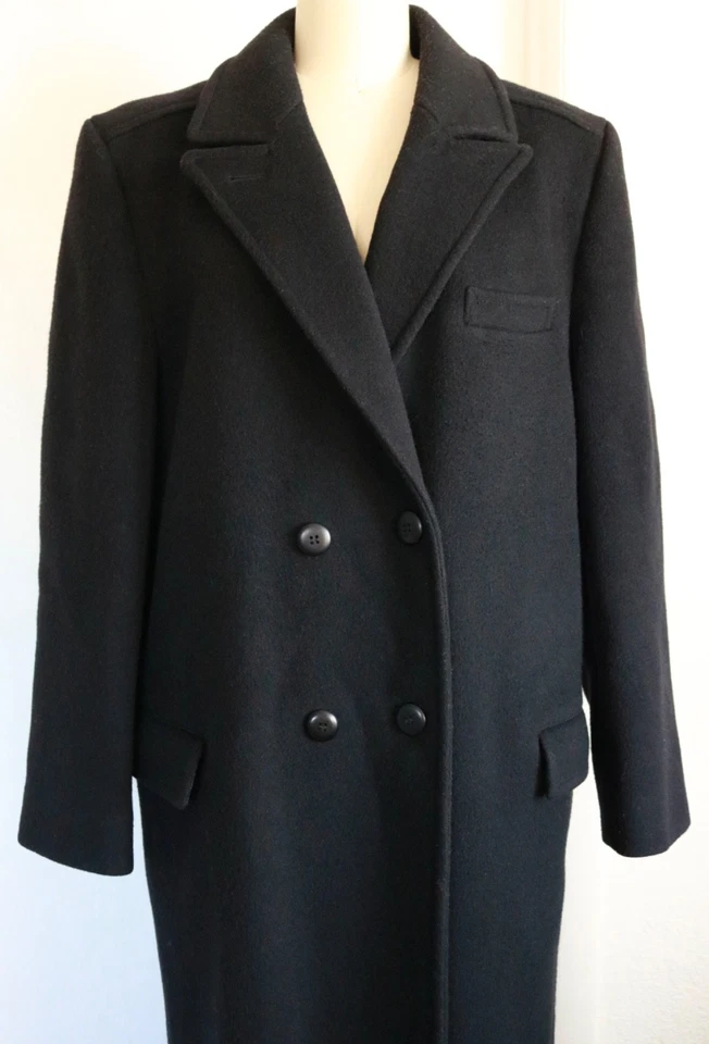 Vintage Pendleton Black Wool Double Breasted Long Trench Coat Size L 100% Wool - Image 2 of 4