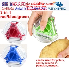3 in1 Stainless Steel Rotary Peeler Multi Cutter Vegetable Fruit Kitchen Tool