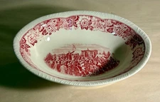 Homer Laughlin Red Historical America 9 3/8" Oval Vegetable Bowl