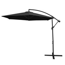 Cafe 3m Garden Banana Hanging Cantilever Umbrella, Patio Shade Crank with Base,