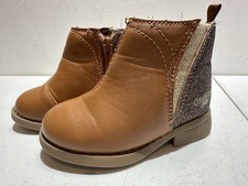 Oshkosh Toddler Daria Ankle Boots SZ 5M Brown side zipper elastic side