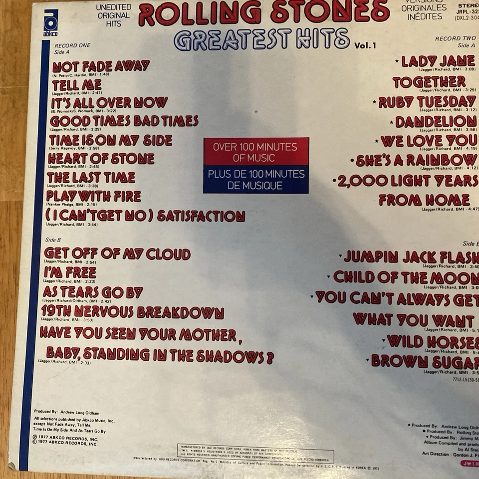Rolling Stones Greatest Hits Vol. 1 & 2 Korea Import Vinyl 2LP Set ABKCO/RCA - Image 2 of 4