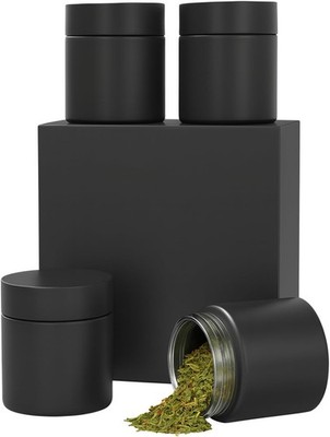 Smell Proof Jar(4 Oz) ，4 Pack Air Tight Herb Container，Thick Uv Resistant Ja