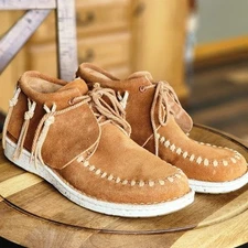 Women's Justin Teepee Penny Suede Fringe Driving Moccasin Shoe Sz 11 Round Toe