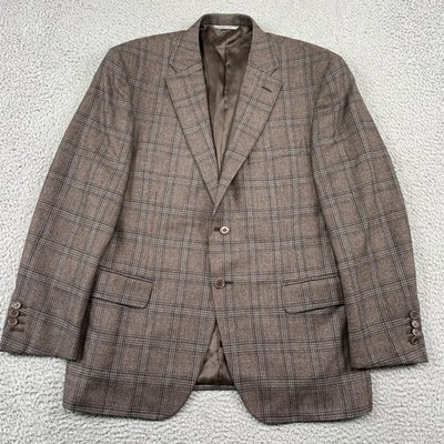 Canali Sport Coat Mens 42S Brown Glen Plaid Silk Wool Blazer Italy Luxury