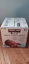 Kirkland Signature Baby Diapers Size 1 Up to 14 lbs 192 ct Unisex White