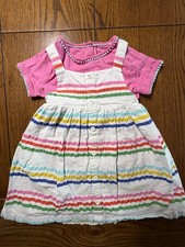 Baby Boden Mini Boden Multi Rainbow Stripy Pinnie Set EUC Dress  Top Size 2/3
