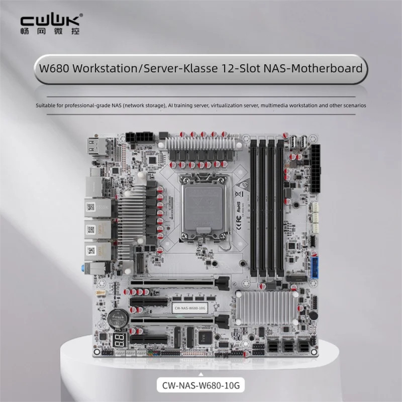 W680 NAS motherboard supports 12-bay server-grade SATA four D5 slots ECC 10G