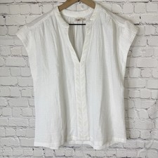 Faherty Issa White OrganicCotton Top Women's Small Short Sleeve Lightweight