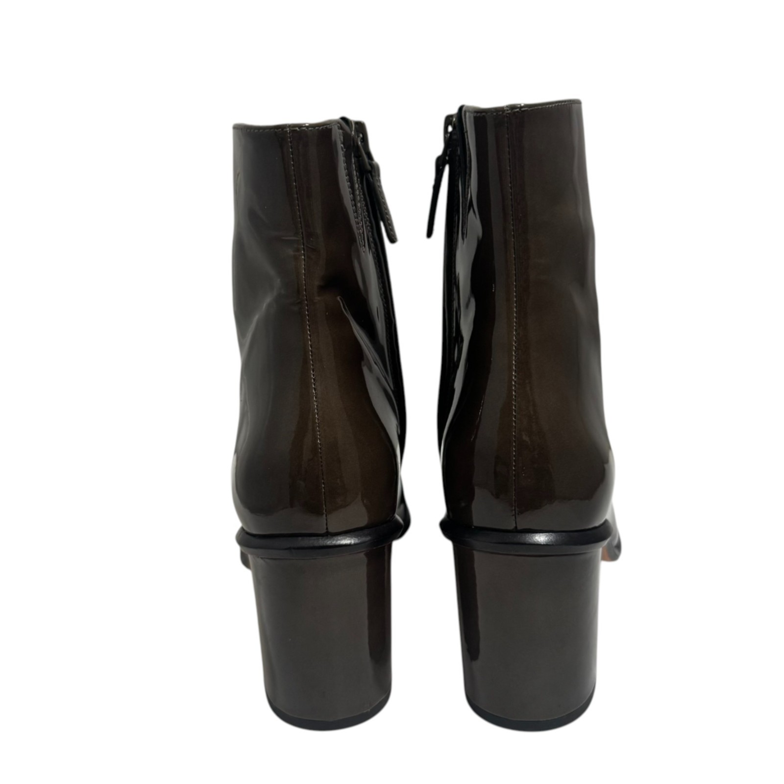 TORY BURCH Brooke Patent Leather Stamped Heel Ankle Boot 10.5, Dark Moss- NEW thumbnail 4