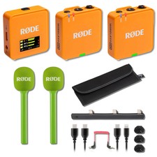 Rode Wireless GO Gen 3 Wireless Mic System Orange with 2x Green Interview GO