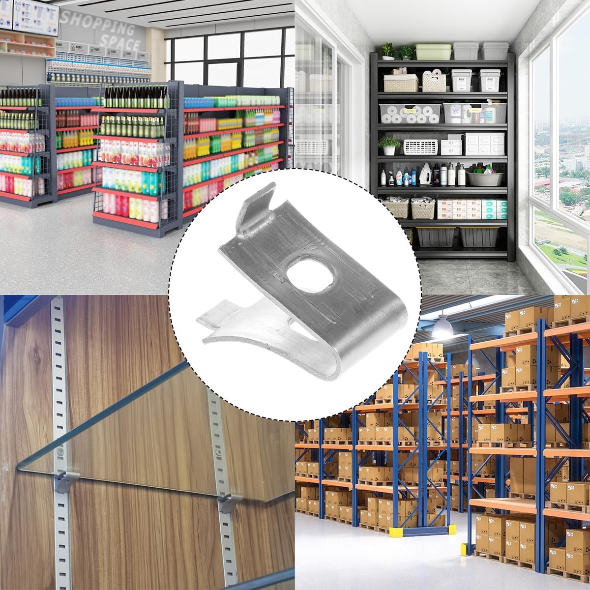 18 PCS Cabinet Shelf Clips Stainless Steel Metal Metals Silver 