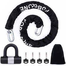 Heavy Duty Chain Lock, with U-Lock, Chain:120Cm Length X 12Mm Dia,Made of Mangan