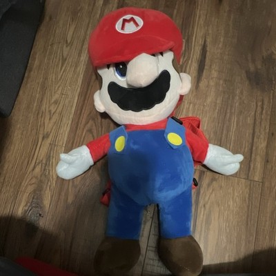 Nintendo Super Mario Bros Mario Plush Doll Backpack w/ Straps Zipper Medium