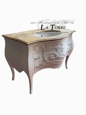 Mobile bagno Luigi XV bianco marmo avorio bombato barocco moderno Mi01