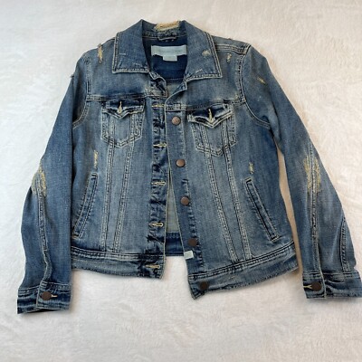 Treasure & Bond Denim Jeans Jacket Womens Blue Distressed - XS