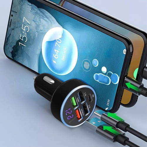 Auto -Ladegerät -Adapter Fast Lading USB C Telefon Ladegerät 5 Anschlüsse - 第 11/11 張圖片