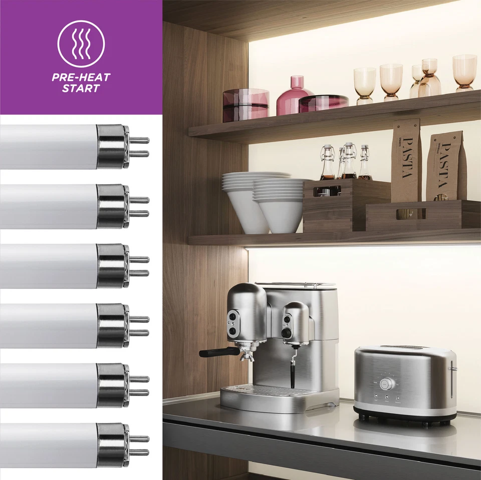 Paquete de 6 tubos fluorescentes F8T5 CW 41K 12" 8W vatios T5 Mini Bi 2 pines G5 blanco frío Foto 4 de 4