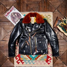 Full Grain Tea Core Cowhide Men's Classic J 24 Double Rider Leather Jacket