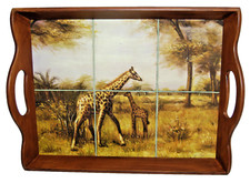 Giraffes Serving Tray Continental Creations #P1087 Wood   New in Box     M4310
