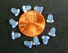 100 Small EAR Earring NUTS Keepers Backs Soft Clear Bell Shape 4x5mm