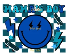 Sublimation Print Mama’s Boy Smiley Ready to Press Heat Transfer