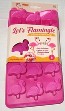 LET'S FLAMINGLE Silicone Ice Mold Trays 2 Pack Makes 30 Total Flamingo Ice Cubes
