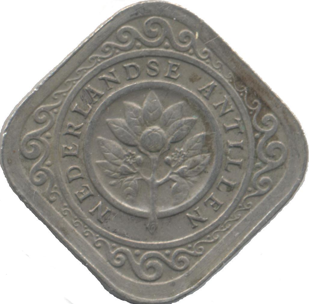 Netherlands Antilles 5 Cents Coin | Queen Juliana | Orange Blossom