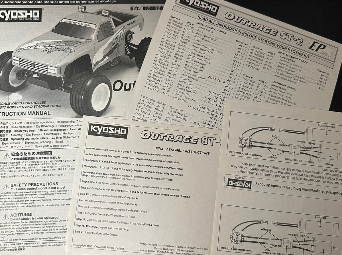 vintage kyosho Outrage ST # 30873 Manual & Parts English