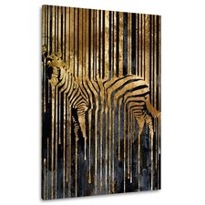 Leinwandbild Wandbild Zebra abstrakt Gold Style Bild Kunst