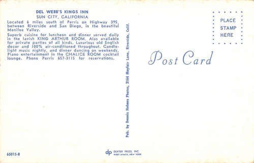 Sun City California Del Webbs Kings Inn Interior Vintage Postcard K33771 - 第 2/2 張圖片