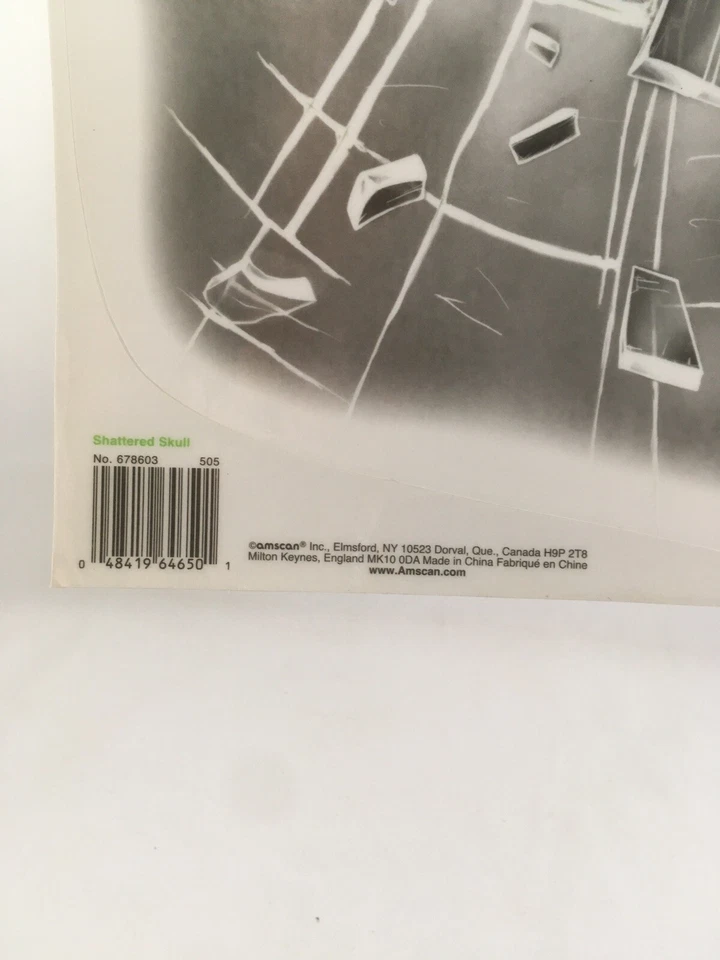 Shattered Skull Glass Mirror Grabber Skeleton Halloween Window Decoration Cling - Image 2 of 3