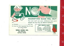 Vintage advertising card Red Goose Shoes growth chart Weiss Shoes Elyria Ohio