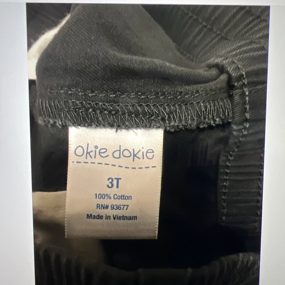 Pantalones cortos Okie Dokie para niños pequeños 100 % algodón negros talla 3T** Foto 4 de 4