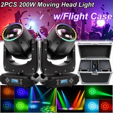 2PCS 200W LED Moving Head Light RGBW Gobo Beam Stage Lighting DJ Disco DMX Case
