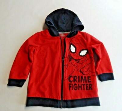 Spiderman Crime Fighter Marvel Super Hero Zip Hoodie 4T Preowned