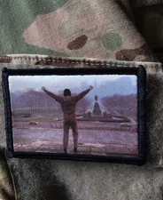 Rocky Movie STAIRS Morale Patch Tactical Military USA Hook Badge Army Flag