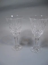 2 Vintage Crystal Wine Glasses 6-1/4" Tall Acid Etched Crown Mark