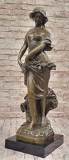 26" West Art Deco Pure Bronze Europe Women Girl Lady Fair Maiden Sculpture Deal