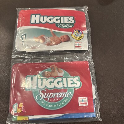 Vintage 1992 Huggies Newborn Diapers Sample Set Of Sealed Supreme  Ultratrim