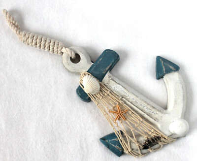 Deko Holz Anker 17cm mit Haken und Muscheln