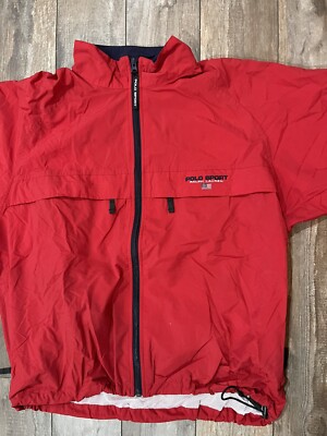 Vintage 90's Polo Sport Ralph Lauren Red Zip Up Jacket L | eBay