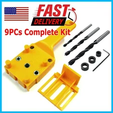 Handheld Woodworking Doweling Jig Drill Guide Wood Dowel Drilling Hole Saw Set