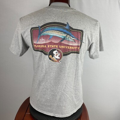 Guy Harvey T-Shirt Mens Marlin Fishing Florida State University Gray L