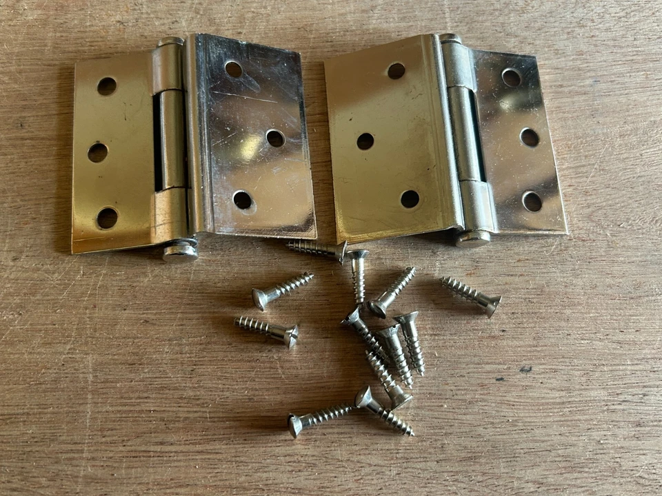 Bisagra Botón Punta 2-1/2" National 452 EE. UU. Acabado Níquel Orna Butts Lote 2 Pares Foto 3 de 4