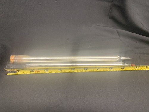 (2) Vintage Mercury Glass Candlesticks Tapers - Mid Century Red Flame About 10" - Picture 3 of 9