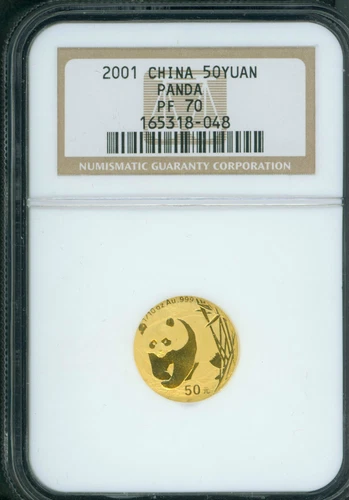 2001 GOLD PANDA PROOF-LIKE 50Y Yuan CHINA  MS70  NGC Label Error !!