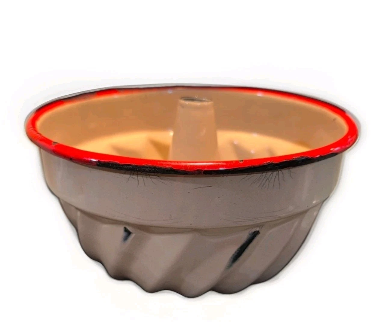Vintage Gugelhupf Yellow Red Trim Cake Pan Mold